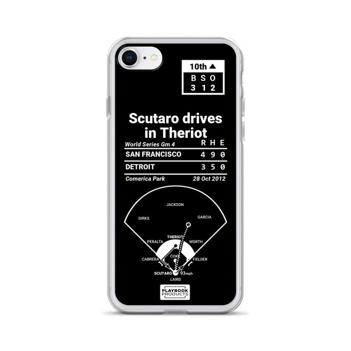 San Francisco Giants Greatest Plays iPhone Case: Scutaro drives in Theriot (2012)