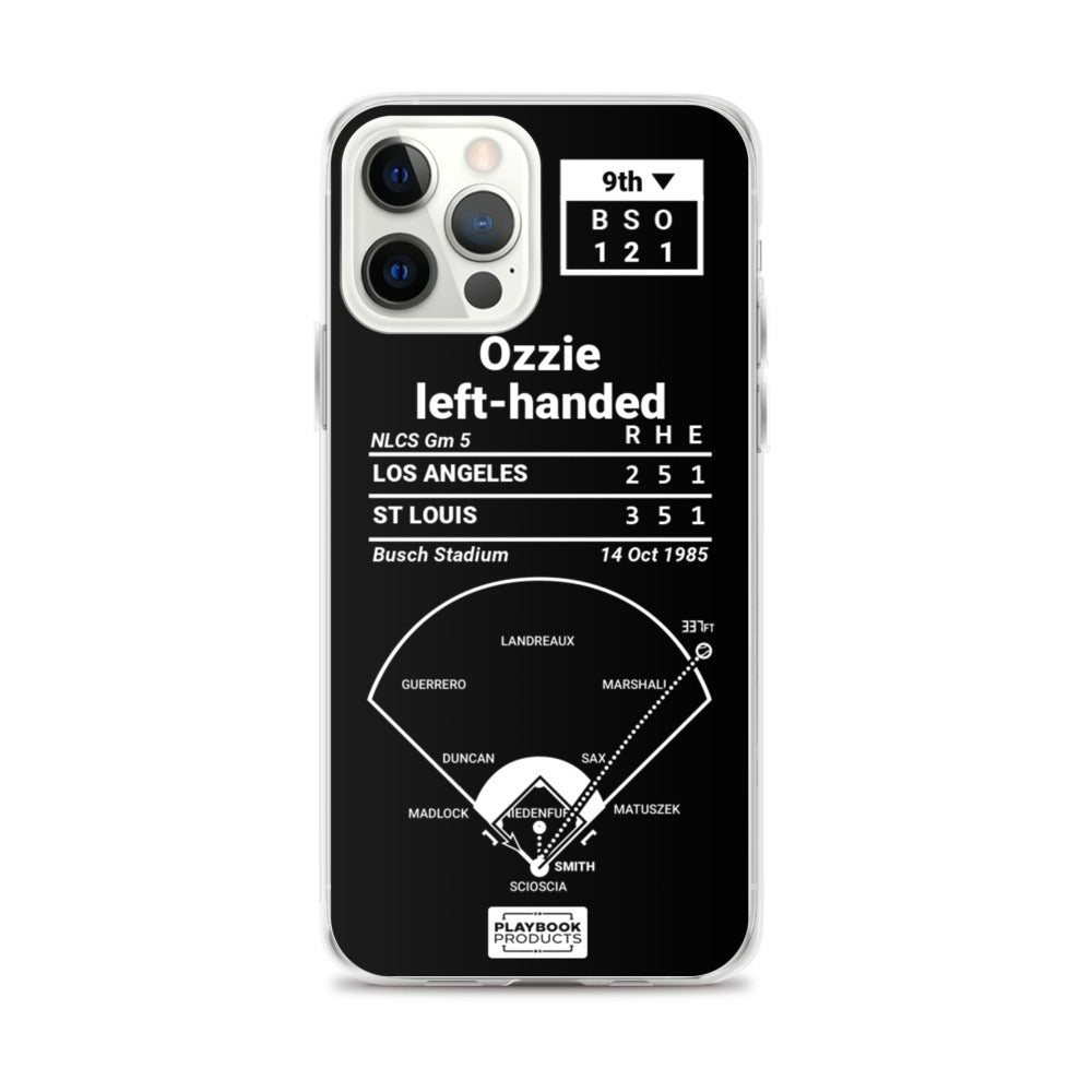 St. Louis Cardinals Greatest Plays iPhone Case: Ozzie left-handed (1985)