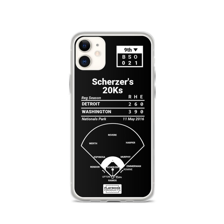 Washington Nationals Greatest Plays iPhone Case: Scherzer's 20Ks (2016)