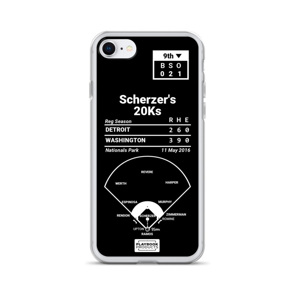 Washington Nationals Greatest Plays iPhone Case: Scherzer's 20Ks (2016)