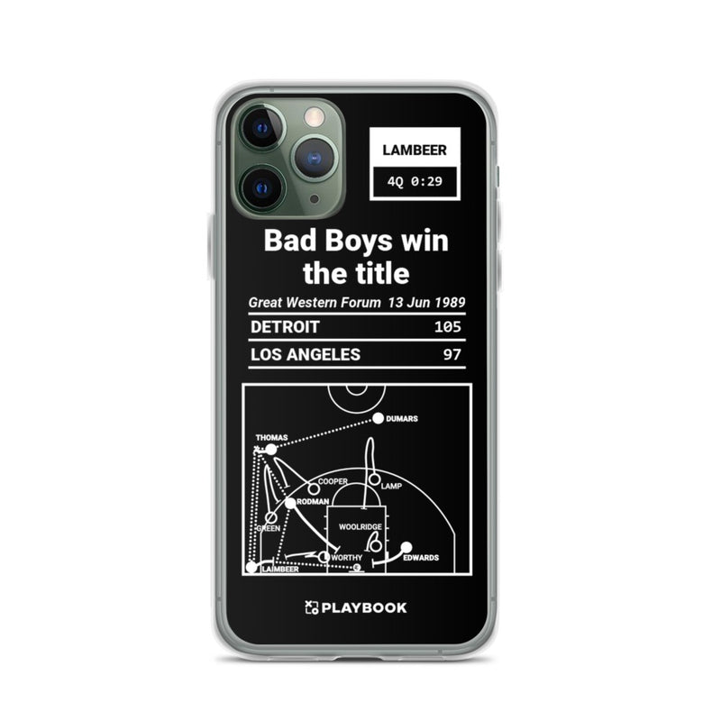 Greatest Pistons Plays iPhone Case: Bad Boys win the title (1989)