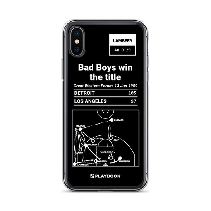 Detroit Pistons Greatest Plays iPhone Case: Bad Boys win the title (1989)