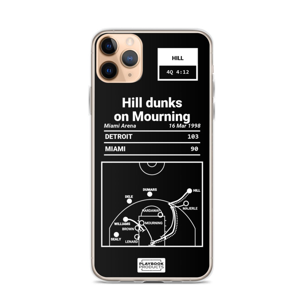 Detroit Pistons Greatest Plays iPhone Case: Hill dunks on Mourning (1998)