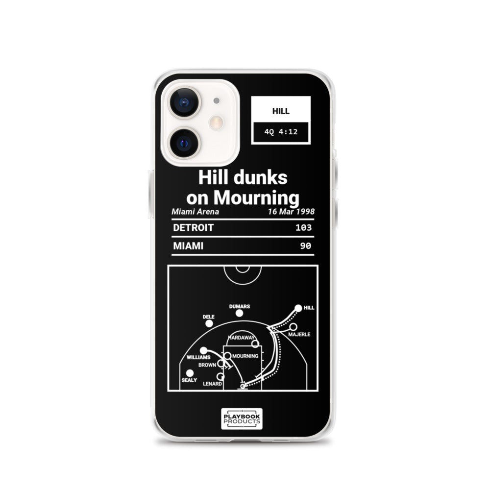 Detroit Pistons Greatest Plays iPhone Case: Hill dunks on Mourning (1998)