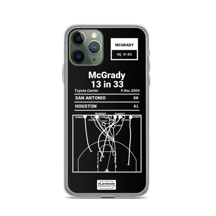 Houston Rockets Greatest Plays iPhone Case: McGrady 13 in 33 (2004)