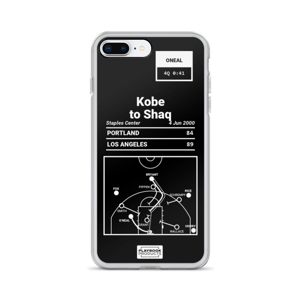 Los Angeles Lakers Greatest Plays iPhone Case: Kobe to Shaq (2000)