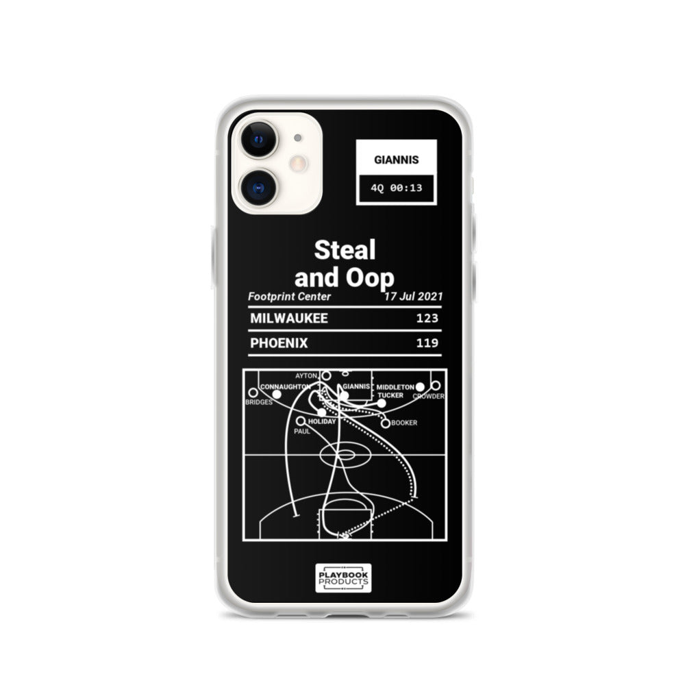 Milwaukee Bucks Greatest Plays iPhone Case: Steal and Oop (2021)