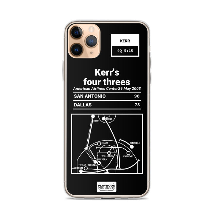 San Antonio Spurs Greatest Plays iPhone Case: Kerr's four threes (2003)