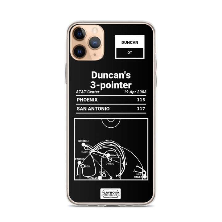 San Antonio Spurs Greatest Plays iPhone Case: Duncan's 3-pointer (2008)