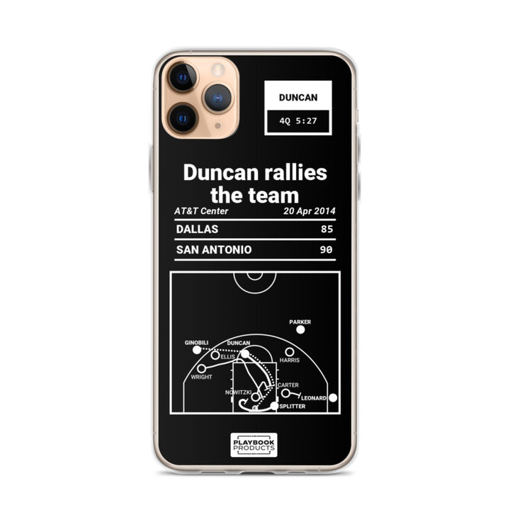 San Antonio Spurs Greatest Plays iPhone Case: Duncan rallies the team (2014)