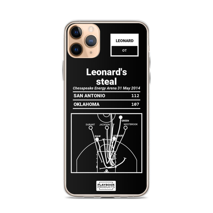 San Antonio Spurs Greatest Plays iPhone Case: Leonard's steal (2014)