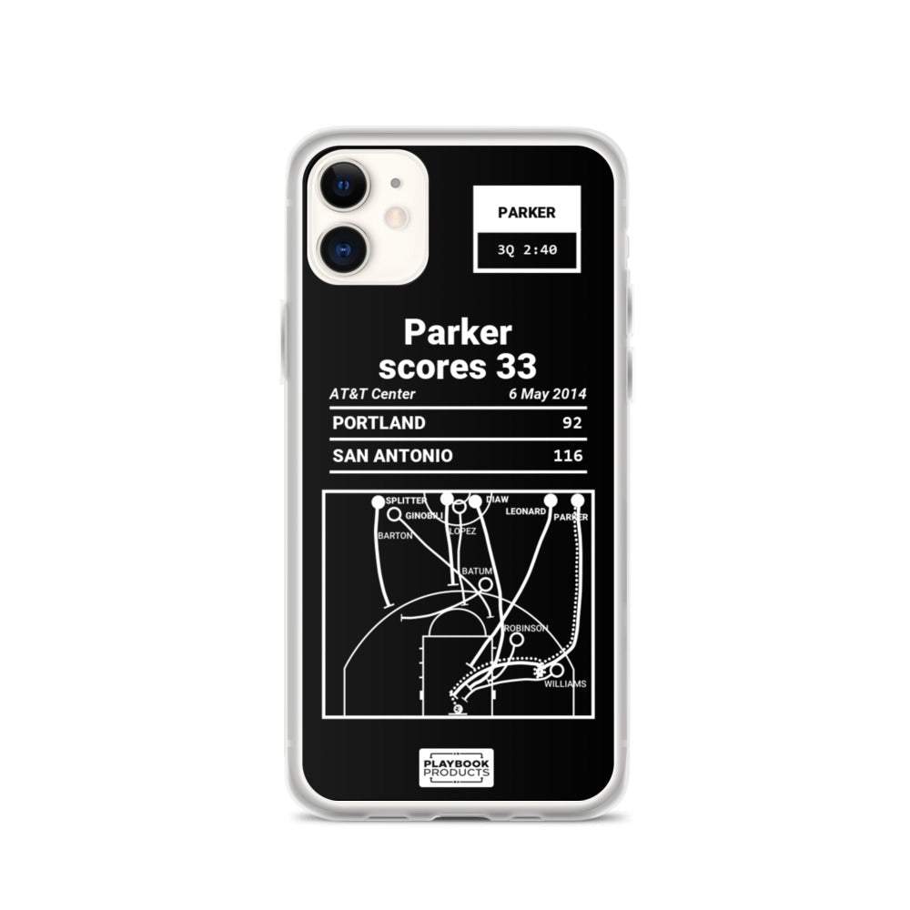 San Antonio Spurs Greatest Plays iPhone Case: Parker scores 33 (2014)