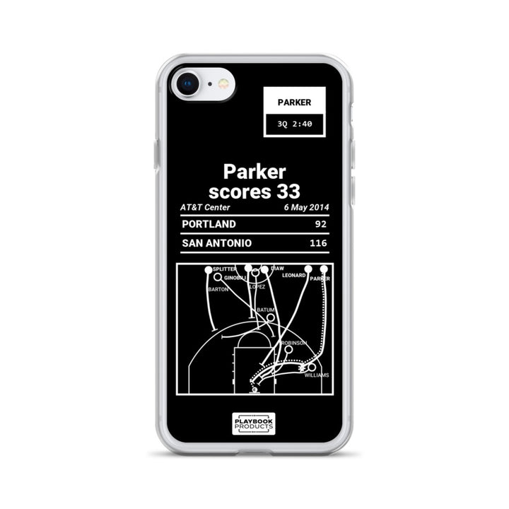 San Antonio Spurs Greatest Plays iPhone Case: Parker scores 33 (2014)