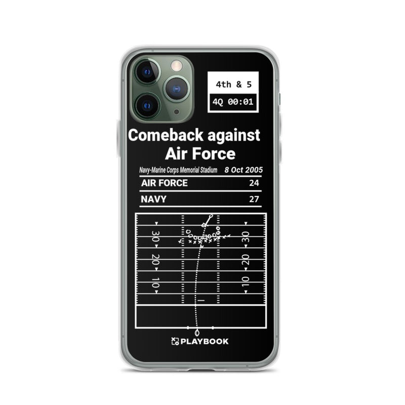 Greatest Navy Football Plays iPhone Case: Comeback against Air Force (2005)