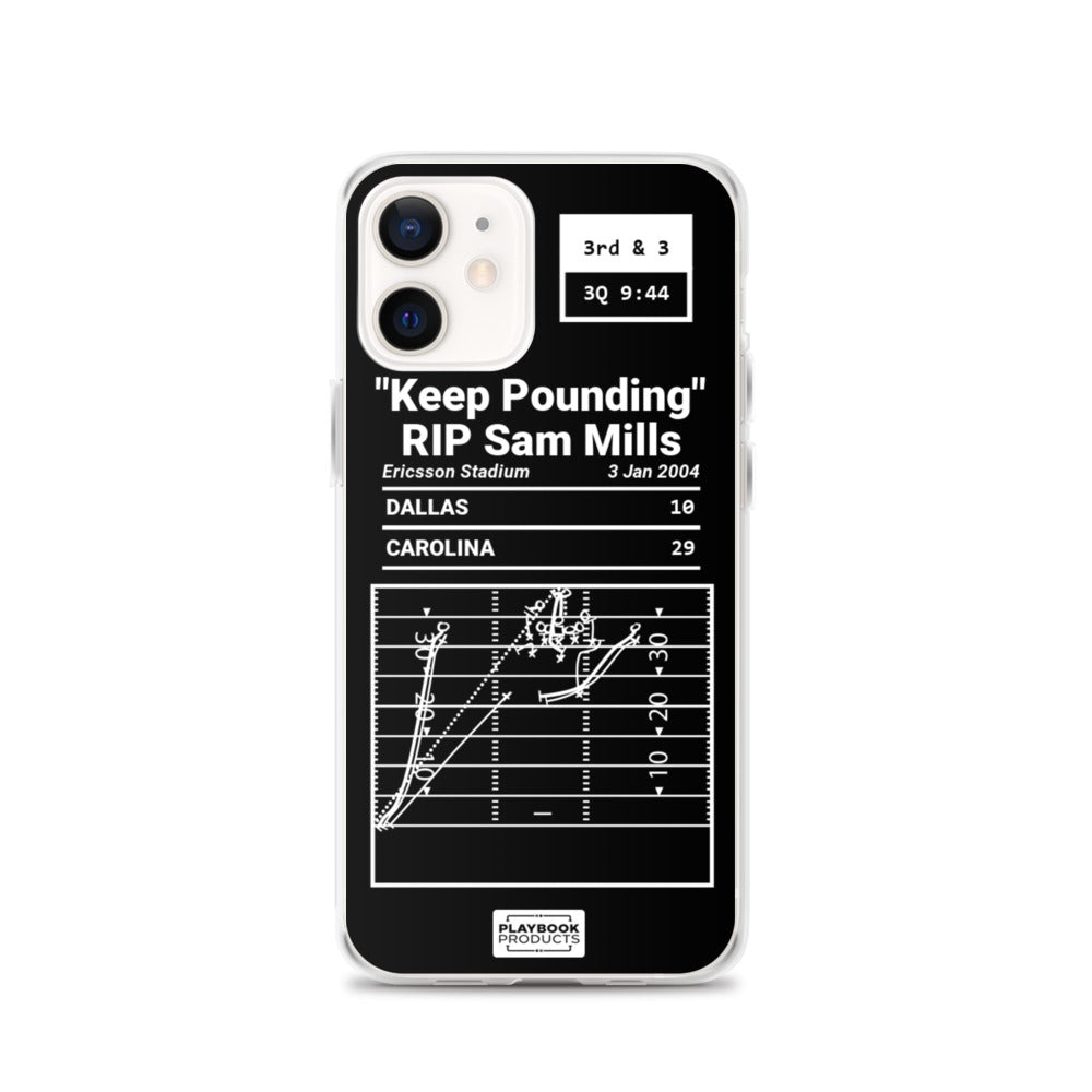 Carolina Panthers Greatest Plays iPhone Case: "Keep Pounding" RIP Sam Mills (2004)