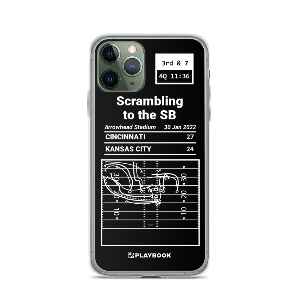 Cincinnati Bengals Greatest Plays iPhone Case: Scrambling to the SB (2022)