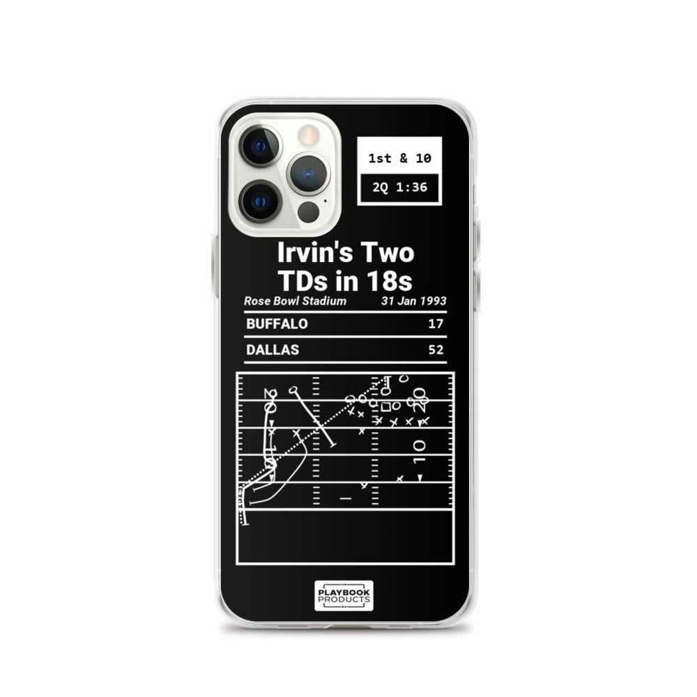 Dallas Cowboys Greatest Plays iPhone Case: Irvin's Two TDs in 18s (1993)
