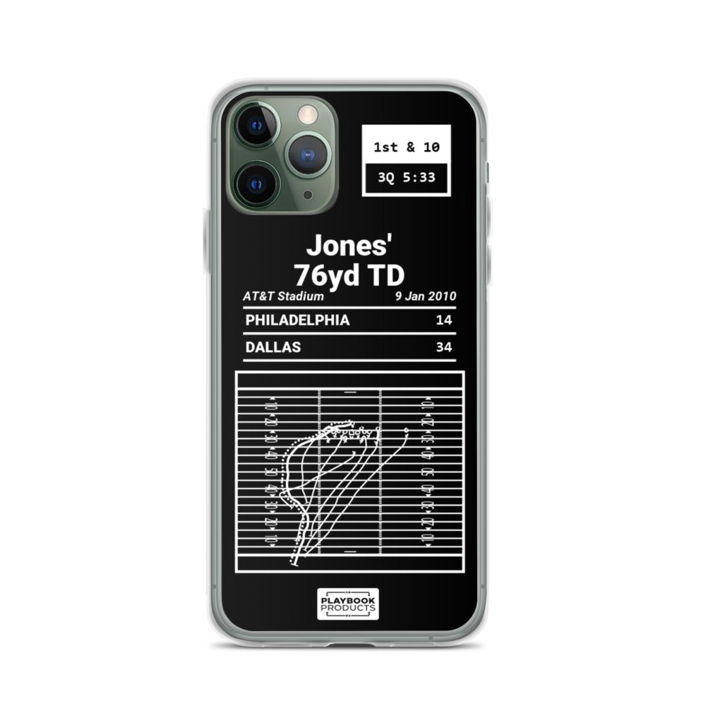 Dallas Cowboys Greatest Plays iPhone Case: Jones' 76yd TD (2010)