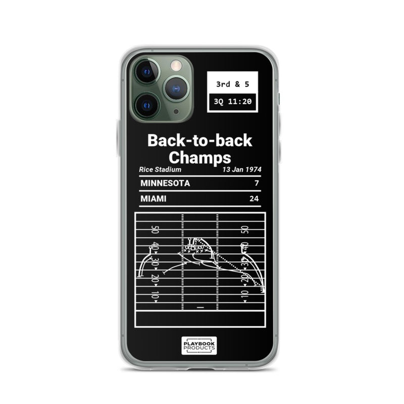 Greatest Dolphins Plays iPhone Case: Back-to-back Champs (1974)
