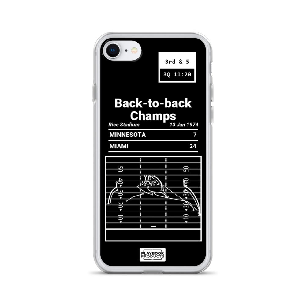 Miami Dolphins Greatest Plays iPhone Case: Back-to-back Champs (1974)