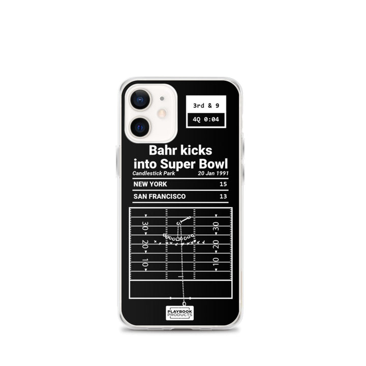 New York Giants Greatest Plays iPhone Case: Bahr kicks into Super Bowl (1991)