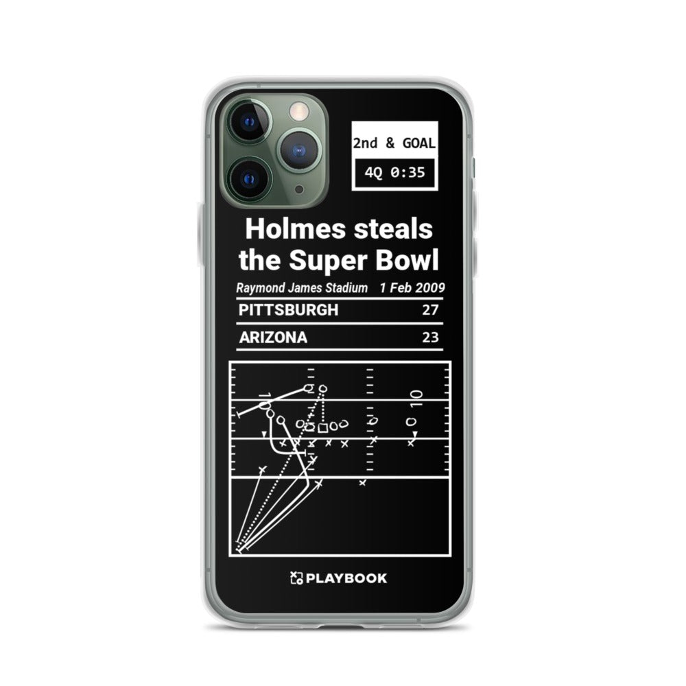 Pittsburgh Steelers Greatest Plays iPhone Case: Holmes steals the Super Bowl (2009)