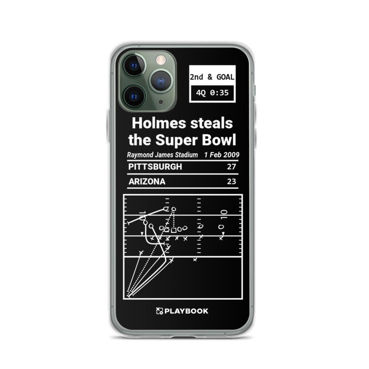 Pittsburgh Steelers Greatest Plays iPhone Case: Holmes steals the Super Bowl (2009)