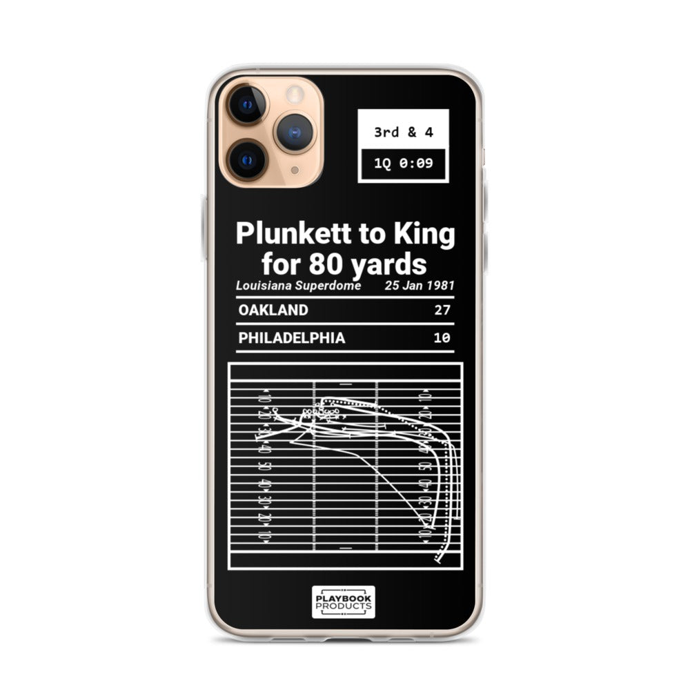 Oakland Raiders Greatest Plays iPhone Case: Plunkett to King for 80 yards (1981)