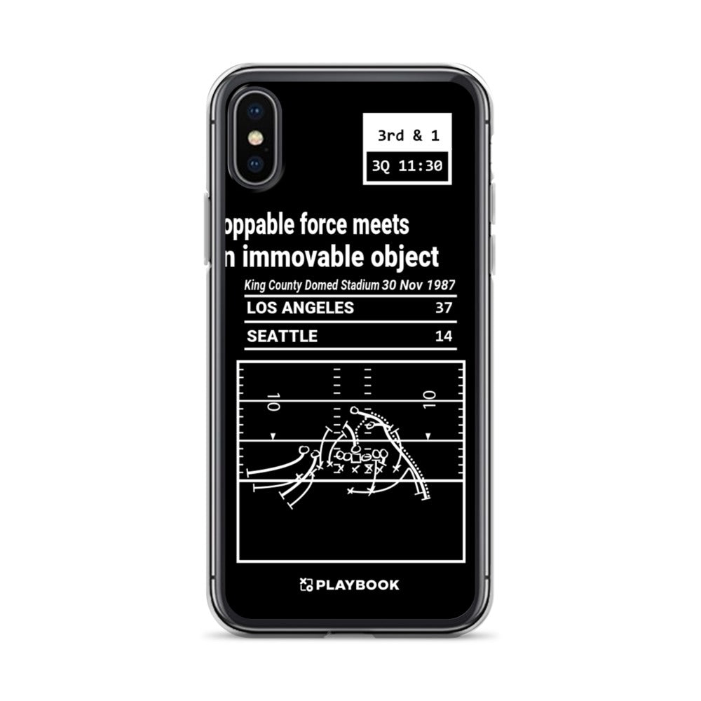Oakland Raiders Greatest Plays iPhone Case: Unstoppable force meets an immovable object (1987)