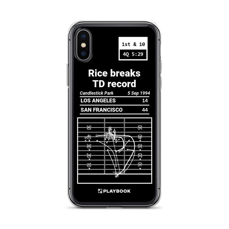 Greatest 49ers Plays iPhone Case: Rice breaks TD record (1994)