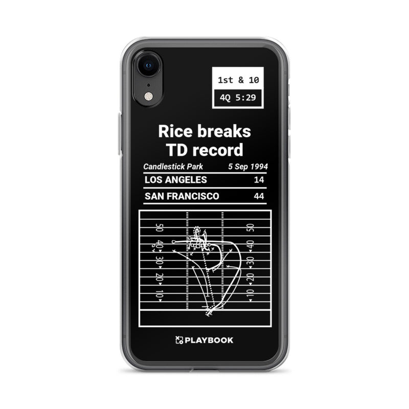 Greatest 49ers Plays iPhone Case: Rice breaks TD record (1994)