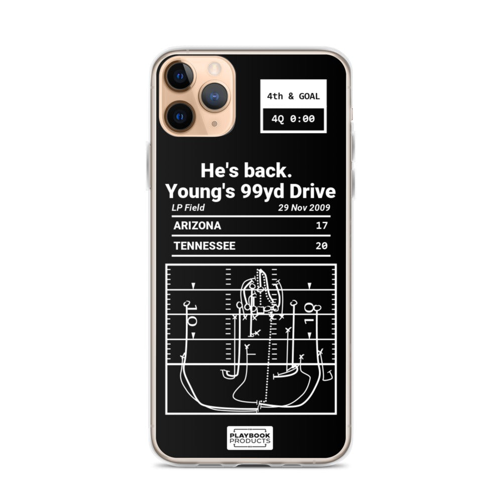 Tennessee Titans Greatest Plays iPhone Case: He's back. Young's 99yd Drive (2009)
