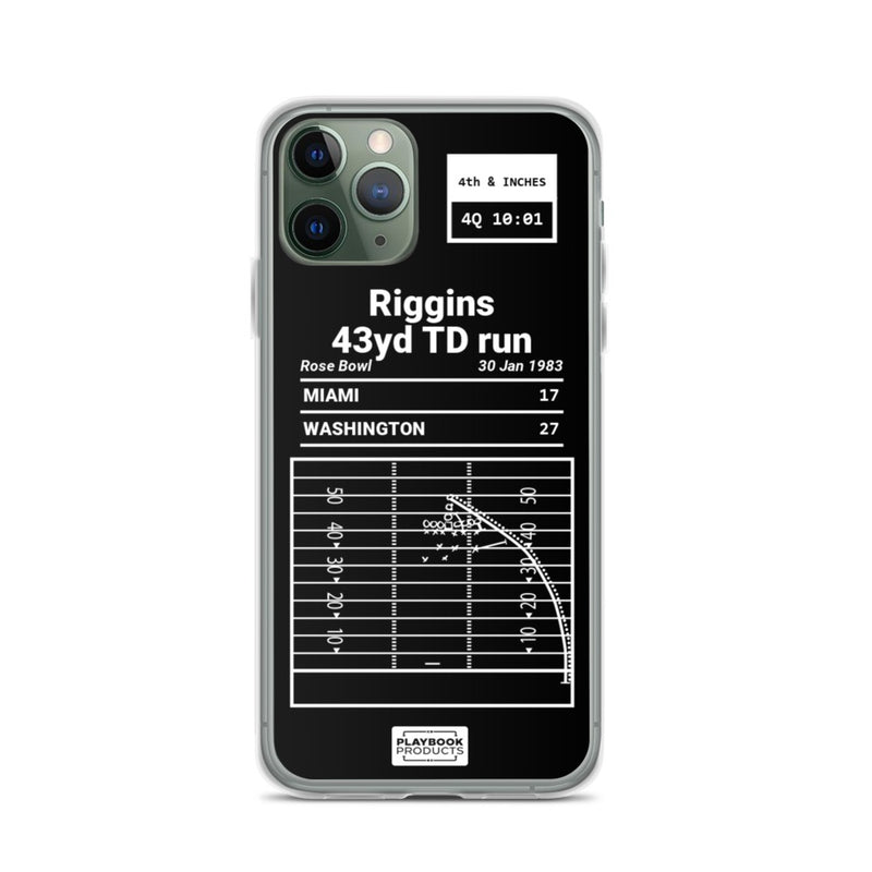 Greatest Commanders Plays iPhone Case: Riggins 43yd TD run (1983)