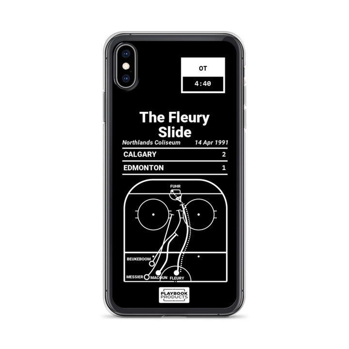 Calgary Flames Greatest Goals iPhone Case: The Fleury Slide (1991)