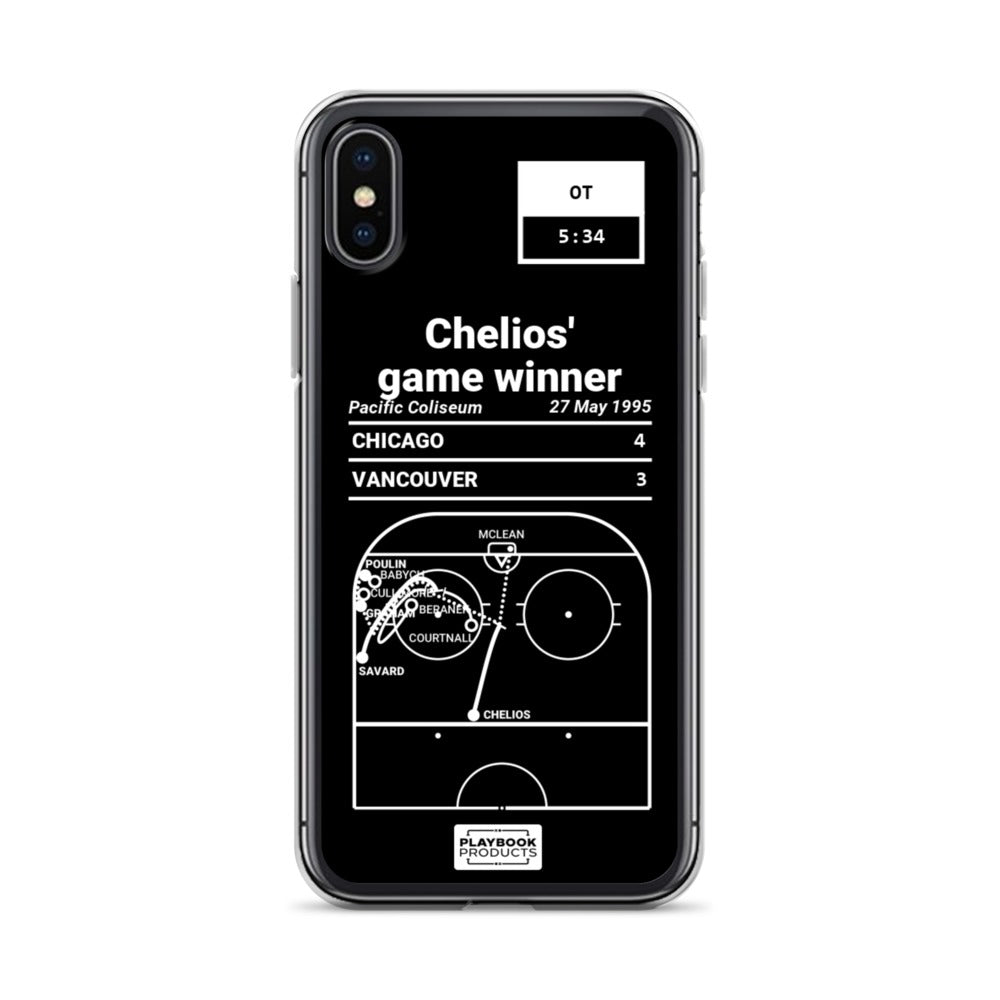 Chicago Blackhawks Greatest Goals iPhone Case: Chelios' game winner (1995)