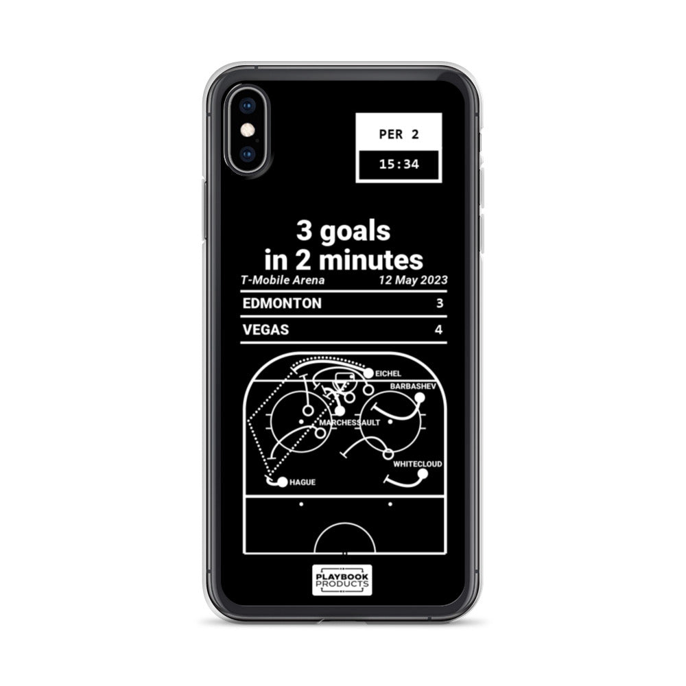 Vegas Golden Knights Greatest Goals iPhone Case: 3 goals in 2 minutes (2023)