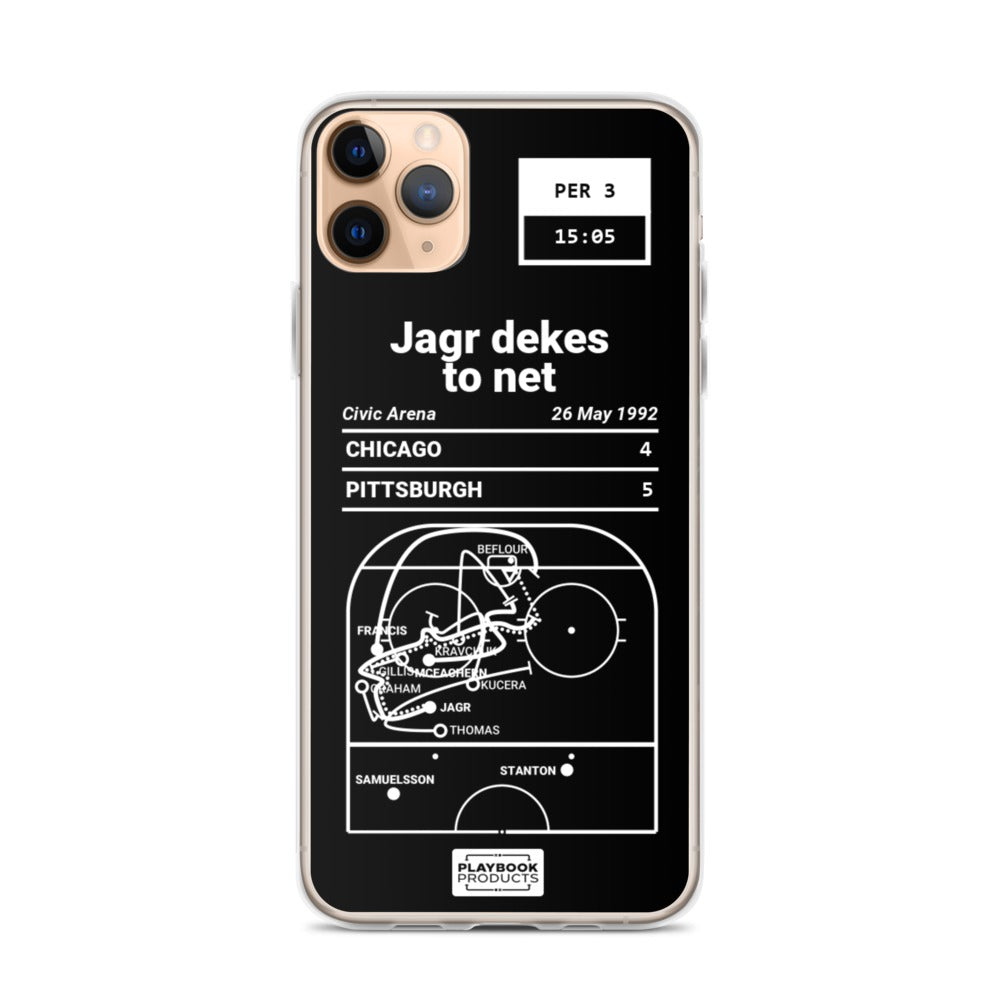 Pittsburgh Penguins Greatest Goals iPhone Case: Jagr dekes to net (1992)