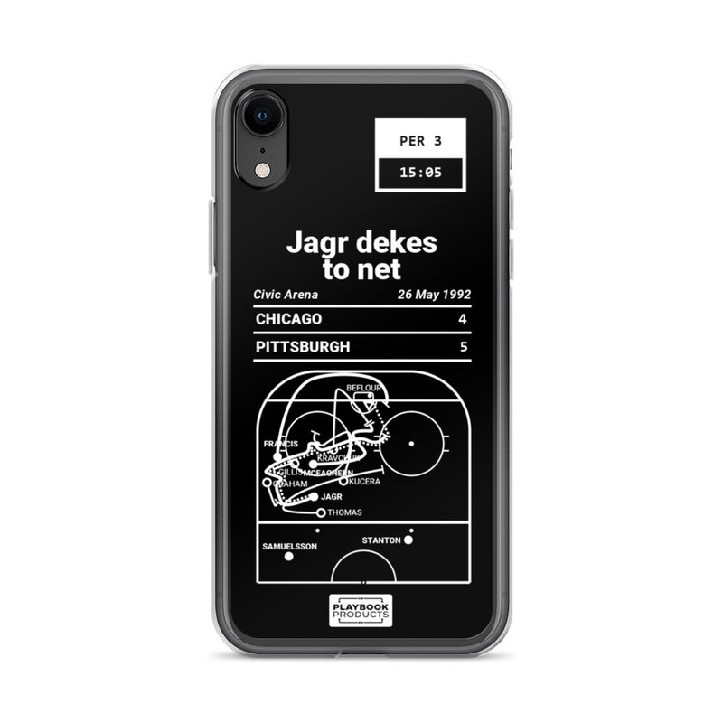 Greatest Penguins Plays iPhone Case: Jagr dekes to net (1992)