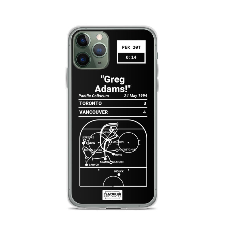 Greatest Canucks Plays iPhone Case: "Greg Adams!" (1994)