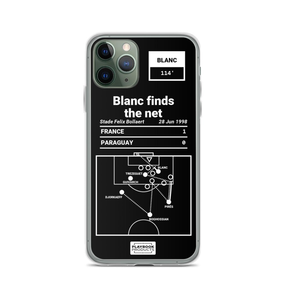 France National Team Greatest Goals iPhone Case: Blanc finds the net (1998)