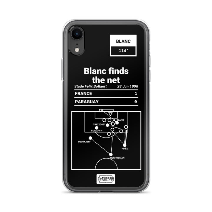 France National Team Greatest Goals iPhone Case: Blanc finds the net (1998)