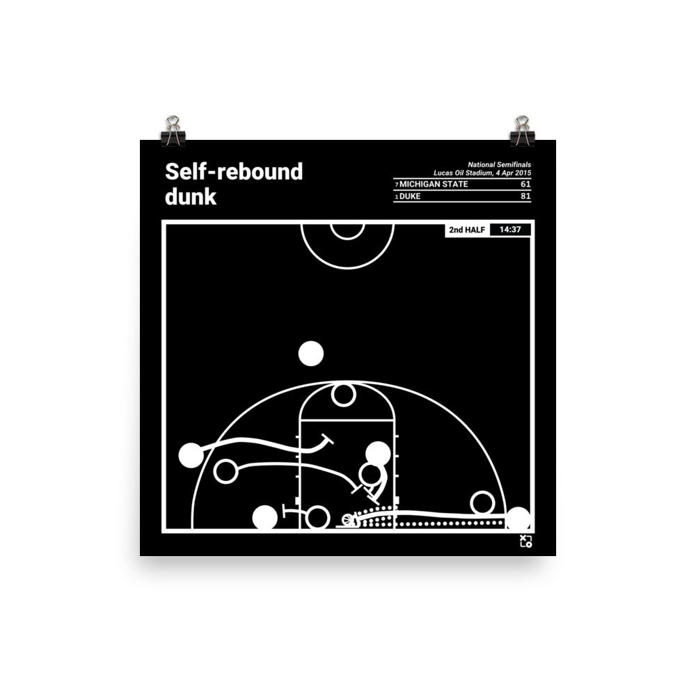 Duke Basketball Greatest Plays Poster: Self-rebound dunk (2015)