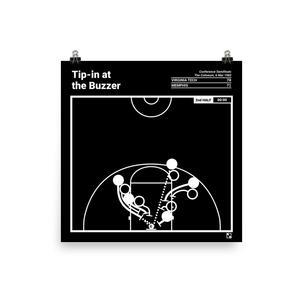 Memphis Basketball Greatest Plays Poster: Tip-in at the Buzzer (1982)
