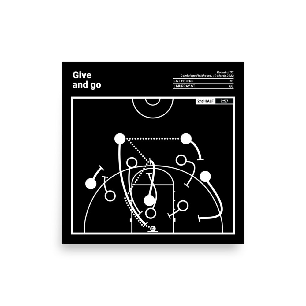 St. Peter's Basketball Greatest Plays Poster: Give and go (2022)