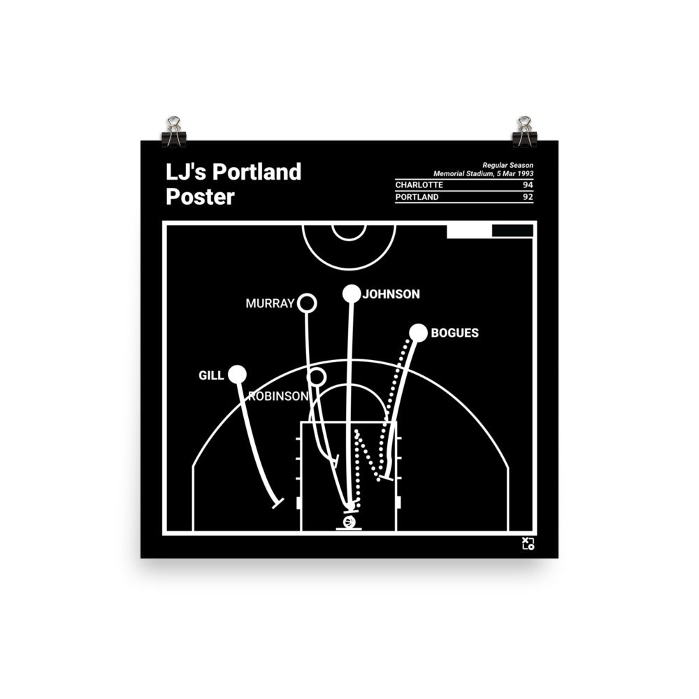 Charlotte Hornets Greatest Plays Poster: LJ's Portland Poster (1993)