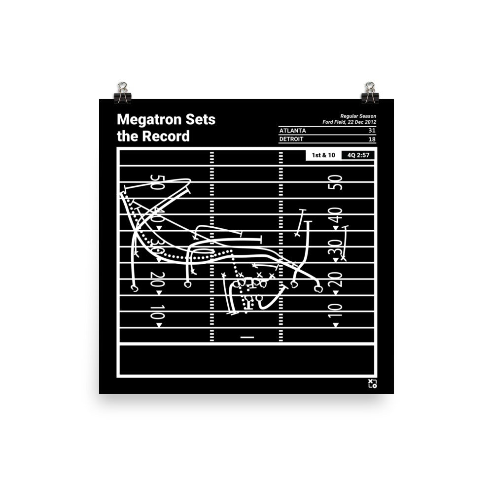 Detroit Lions Greatest Plays Poster: Megatron Sets the Record (2012)