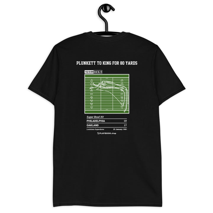 Oakland Raiders Greatest Plays T-shirt: Plunkett to King for 80 yards (1981)
