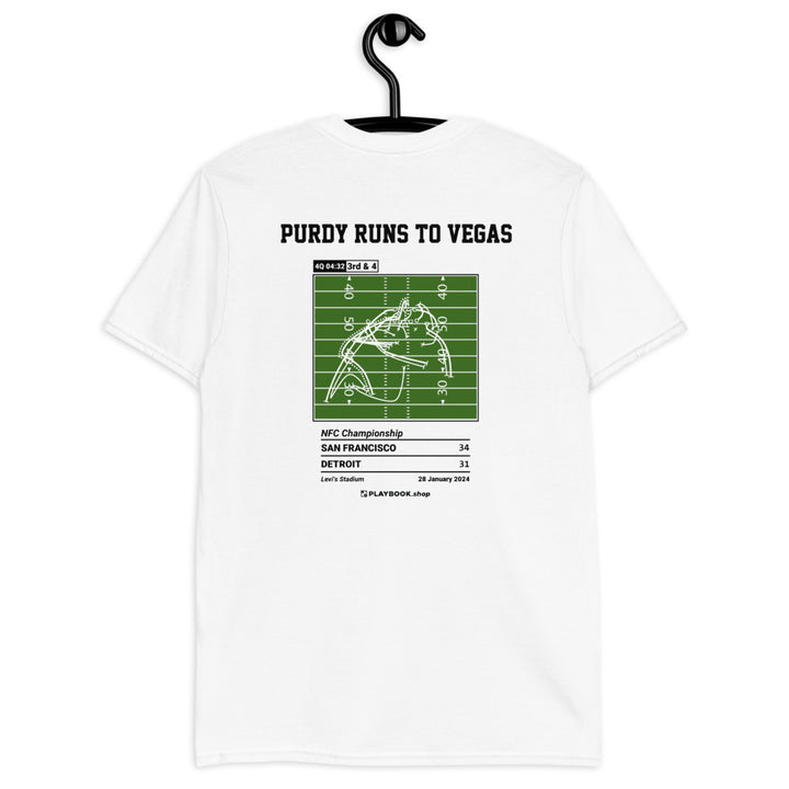 San Francisco 49ers Greatest Plays T-shirt: Purdy Runs to Vegas (2024)
